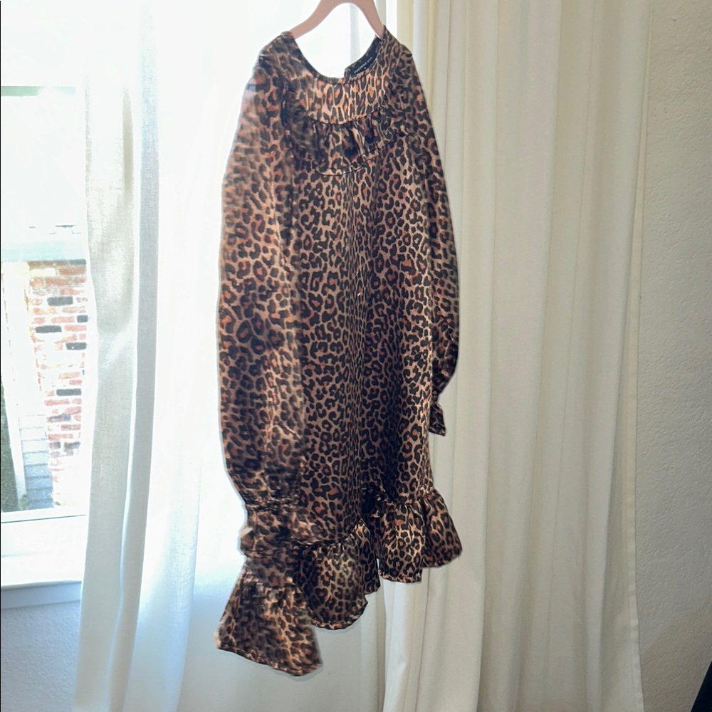 Something Navy Leopard Print Kids Formal Dress